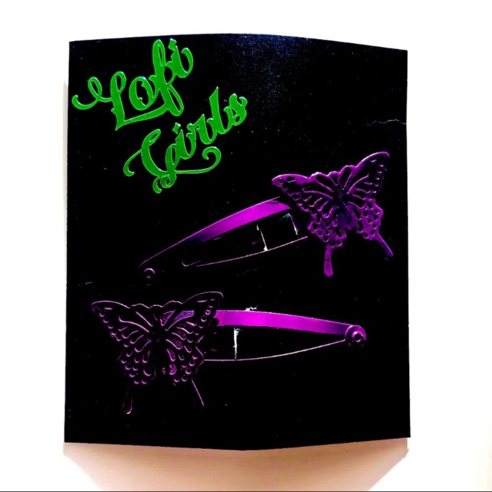 Butterfly Y2K Purple 🦋 Lofi Girls Hair Clip Set Of Two - Picture 4 of 4